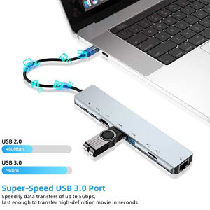 8 En 1 100W PD carga RJ45 Ethernet estación de acoplamiento para teléfono móvil concentrador multifuncional con transferencia de datos de gran velocidad - Product Image 3