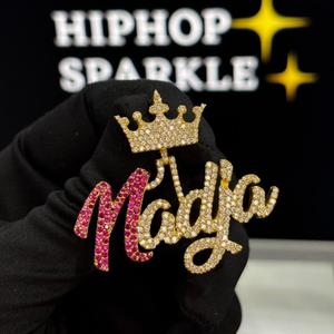 Collar con Colgante de Nombre Personalizado Estilo Hip Hop, Plata de Ley 925, Moissanita VVS, Chapado en Oro de 18K, para Hombre y Mujer - Product Image 1