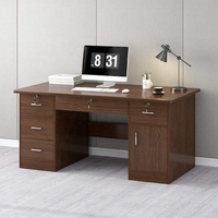 Bureau en bois de noyer foncé avec tiroirs verrouillables et armoire de rangement, poste de travail informatique pour bureau à domicile et usage commercial