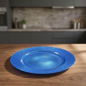 Assiette alimentaire Folin-Sinhirose de luxe, élégante, écologique, en plastique PS jaune massif, diamètre 190 mm, forme peinte à la main - Product Image 3