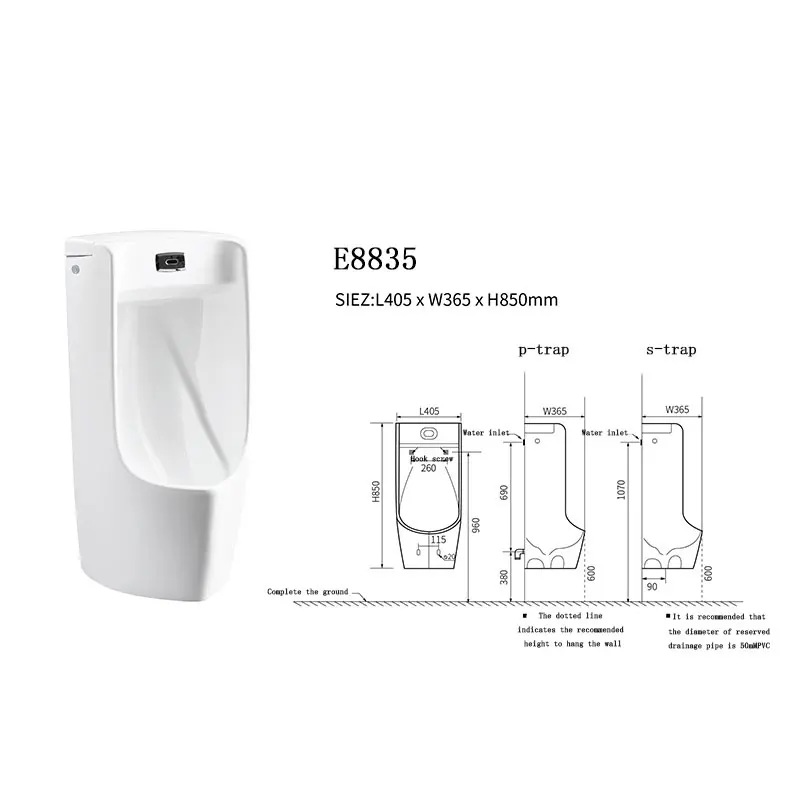 Kinerja Tinggi Sensor Wall Hung Otomatis Urinal untuk Partai Besar