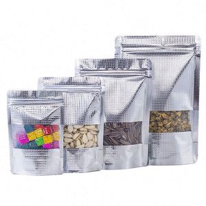 100pcs Gold & Silver Foil Pouch Embossing Resealable Stand up <b>Bags</b> Matte Window Smell Proof Plastic Storage for Packaging - Product Image 2