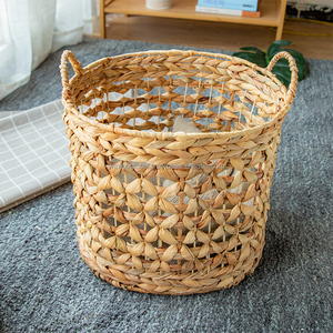 Handmade Water Hyacinth Straw Eco-Friendly Rectangle Multifunction Storage Basket Gift <b>Laundry</b> <b>Hamper</b> Household Use - Product Image 3