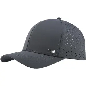 Classic Blue Orange Black Light Grey Quick Dry 100% Polyester Laser Holes Perforated Mesh Breathable Baseball Cap