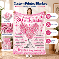Couverture personnalisée Milestone Select pour 30e anniversaire, motif cœur rose et papillon, en flanelle, pour chambre à coucher, canapé, cadeau d'anniversaire