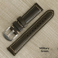 Bracelet de montre en cuir véritable pour homme, style vintage, en cuir de vachette Crazy Horse, boucle à ardillon, 24 mm/26 mm