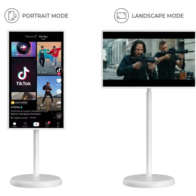 Movable Smart Screen Rechargeable Portable TV Android 13 Wireless Smart Monitor Movable 2K Floor Standing TV on Wheels