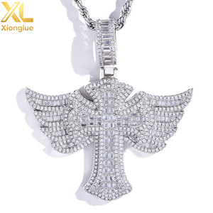 Hip Hop Jewelry Pass Diamond <b>Tester</b> 925 Sterling Silver VVS Moissanite Diamond Wing Design Cross Pendant for Men - Product Image 2