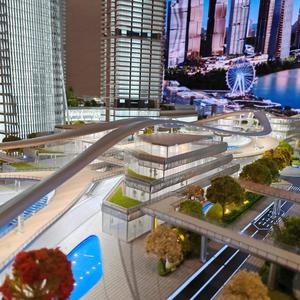 Modèle imprimé en 3D à l'échelle 1:100 d'un immeuble <span class=keywords><strong>de</strong></span> bureaux commercial conçu par un architecte, matériaux personnalisables, effets d'éclairage LED - Product Image 5