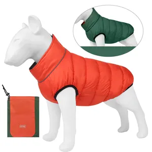 Customized Logo Dog Clothes Dog Padded Jacket For Pet Winter Cloth Coat With Harness Reflective Webbing Pet Cooling Jacket