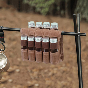Juego de herramientas de cocina portátil para exteriores, caja de condimentos y organizador de tarros Mason, Camping, barbacoa, supervivencia, incluye Lona de cera de aceite - Product Image 5