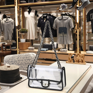 Custom Fashion <strong>Clear</strong> PVC Ladies <strong>Handbag</strong> with Zipper Closure Cross Body Shoulder Bag for Women Girls and Metal Chain - Product Image 2