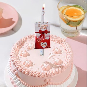 Vela de Cumpleaños con Diseño de Tarjeta 'Te Amo', Decoración para Pastel Rosa, Artículos para Fiesta - Product Image 1