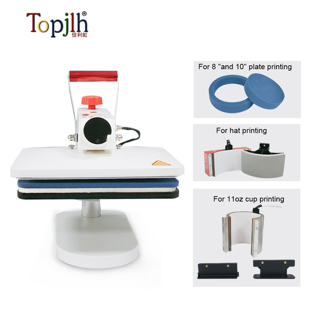 Topjlh 5 In1 Combo Multifunctional Sublimation Heat Press Machine for Tshirt Hat Cap Mug Plate Printing