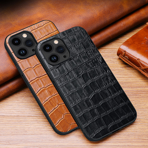 Custodia per cellulare in vera pelle con motivo coccodrillo per <span class=keywords><strong>Iphone</strong></span> 15 14 13 Pro Max cover posteriore - Product Image 3