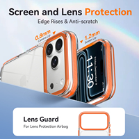 Étui de téléphone portable antichoc avec logo personnalisé, motif d'emballage, protection anti-rayures, cadre d'objectif métallique orange, vente en gros