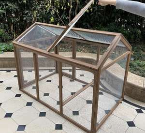 Cages et maisons pour animaux de compagnie modernes, mobiles, en bois massif, pour poulets, chats, chiens, oiseaux, avec 2 portes, roues et plateau pour la ferme et la cour - Product Image 3