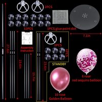 2 Set Table Centre de Table Ballons Stand Kit Rose Or Latex Confetti ballons pour Anniversaire Femme Fille Anniversaire Table Fête Dec
