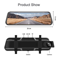 Nouveau miroir Dash Cam 1080P 9.66 "Full HD tactile double objectif vue arrière Vision nocturne pour voiture Dvr caméra
