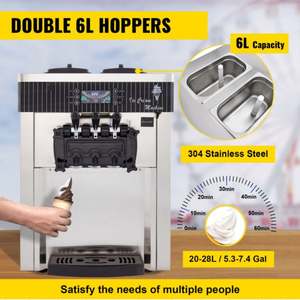 Machine à crème glacée SIHAO YKF-8218T 2200W à haute bouffée avec 2 + 1 saveurs mélangées - Product Image 3