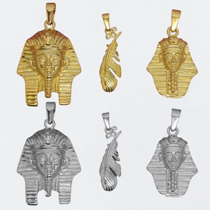 Ciondolo faraone piramide egiziana in oro 18 carati zircone in acciaio inossidabile Tut Feather Jewelry donna faraone egiziano Tut Portrait Gift - Product Image 1