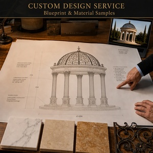 Gazebo Europeo Grande YOUFINE Tallado a Mano en Mármol con Estatuas de Cariatides y Columnas de Hierro Dorado con Cúpula <span class=keywords><strong>para</strong></span> Jardín de Palacio - Product Image 3