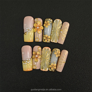 <span class=keywords><strong>Uñas</strong></span> Postizas Hechas a Mano, Largas, Cuadradas, <span class=keywords><strong>con</strong></span> Punta Francesa, <span class=keywords><strong>Diseño</strong></span> de Lazo Negro y Pedrería, <span class=keywords><strong>Uñas</strong></span> Acrílicas - Product Image 3