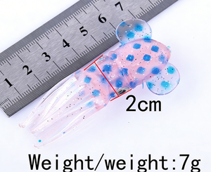 Señuelo de pesca de silicona luminoso con diseño de pulpo y calamar, cebo blando impreso para pesca en agua salada de lucio, bacalao y cangrejo (superficie/agua media) - Product Image 2
