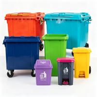 Poubelle à pédale en plastique personnalisable 50L/70L/100L/120L/240L/360L/660L/1100L avec roues et pédale