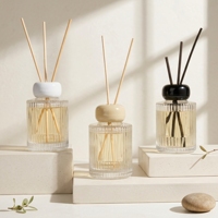 Bouteille d'aromathérapie sans flamme en verre rayé de haute qualité, étiquette personnalisée, 120 ml, diffuseur à bâtonnets 28 mm, bouteilles d'arôme vides en stock avec bouchon