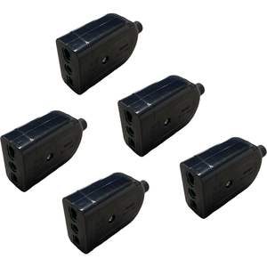 Gloca Flying Socket 2 tomas de corriente 250V AC de plástico estándar italiano, color negro, juego de 5 - Product Image 1