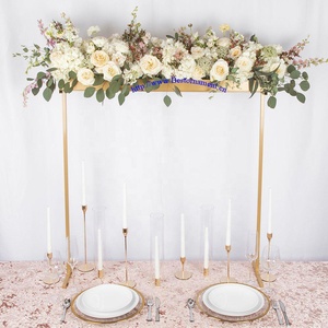 Centros de Mesa Altos de Metal Dorado para Bodas, Portavelas Largos, Bandejas Decorativas para Mesas - Product Image 3