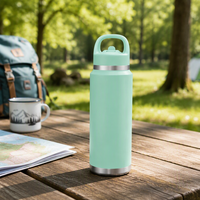 Bouteille d'eau en acier inoxydable 32 oz à large ouverture, anti-fuite