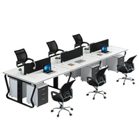 Muebles comerciales de alta calidad, diseño moderno, estructura de escritorio de acero, mesa blanca, estación de trabajo de oficina para 4 personas
