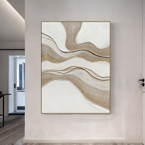 <span class=keywords><strong>Peinture</strong></span> d'art abstraite Wabi Sabi, texture crème ondulée, minimaliste, écologique, acrylique à corps épais, faite à <span class=keywords><strong>la</strong></span> main, cadre en bois massif/aluminium - Product Image 2