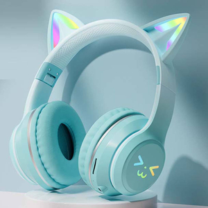 Pink Cat Ear Wireless Headphones With RGB Lights Bluetooth 5.3 Over Ear <b>Gaming</b> Headset Touch <b>Control</b> Bass Boost - Product Image 5