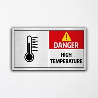 Étiquette d'avertissement personnalisée en vinyle, Danger, Température élevée, Autocollant de prudence, Icône thermomètre, Sécurité des machines industrielles, Multi-tailles