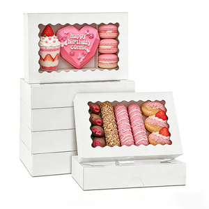 Boîtes en papier décorées de rubans en gros, boîtes en papier pour desserts avec fenêtre, pour les fêtes d'enfants, les cadeaux, l'emballage de beignets et de macarons - Product Image 6