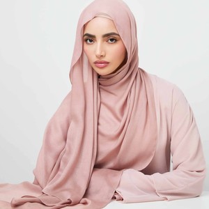 Châle modal uni de haute qualité 180*70cm avec <span class=keywords><strong>écharpe</strong></span> en jersey de coton assortie Hijab pour femmes musulmanes - Product Image 3