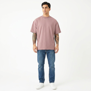 T-shirt en coton 100 % pour homme, coupe ample, imprimé, bleu marine, 220 GSM, 100 % coton, surdimensionné, vente en gros 2026 - Product Image 1