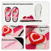 Pantoufles d'intérieur personnalisées mignonnes pour couple, avec semelle extérieure en TPR, pour la Saint-Valentin 2025, motif ours en peluche pour femme, confortables, chaudes et moelleuses