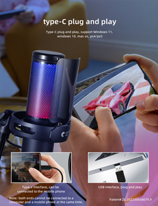 Micrófono profesional OEM de fábrica, condensador de transmisión en vivo, escritorio, RGB, USB, grabación, estudio de juegos, para <span class=keywords><strong>PC</strong></span>, nuevo - Product Image 3