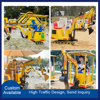 Terrain de jeux extérieur et parc d'attractions, équipement interactif pour enfants, mini-excavatrice électrique sécurisée pour les enfants