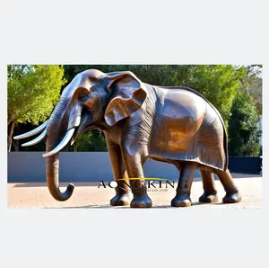 실물 크기 공원 장식 황동 동물 조각 코끼리 청동 동상