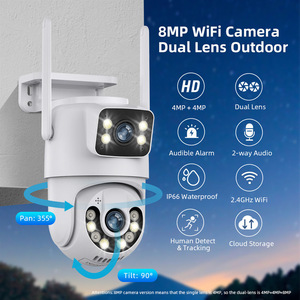 OEM Dual Lens 6MP PTZ HD <b>Camera</b> <b>Wireless</b> Outdoor Waterproof IP66 Wall Mounted Surveillance Monitor - Product Image 5