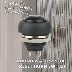 Interrupteur à bouton-poussoir autobloquant noir pour appareils électroménagers, voitures, bateaux 1A/3A Max. Courant 250V Max. Laiton et plastique pour tension électrique 12 mm - Product Image 3