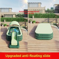 Automatischer aufblasbarer Kinderpool mit Überdachung und Rutsche, großes Hüpfburg-Spielhaus, verdickter Sonnenschutz aus PVC-Zubehör