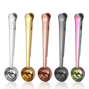 Custom Wholesale 18/8 Stainless Steel 5ml Coffee Scoop Stainless Steel 10ml Measuring Spoon with <b>Clip</b> - Product Image 1