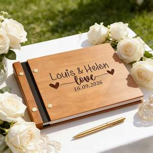 Livre d'or de mariage personnalisé en bois - Livre d'or sur mesure pour mariage - Album photo/album de souvenirs DIY avec nom/date gravés - Product Image 1