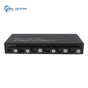 6fiber 2RJ45 single mode single core fiber optic 100 base 1000 base ethernet media converter single fiber media converter